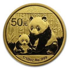 Золотая монета Китая 50 юаней "Панда" 2012г.,1/10 унции,3,11г.